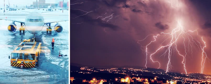 Försenade och inställda flyg på grund av dåliga väderförhållanden